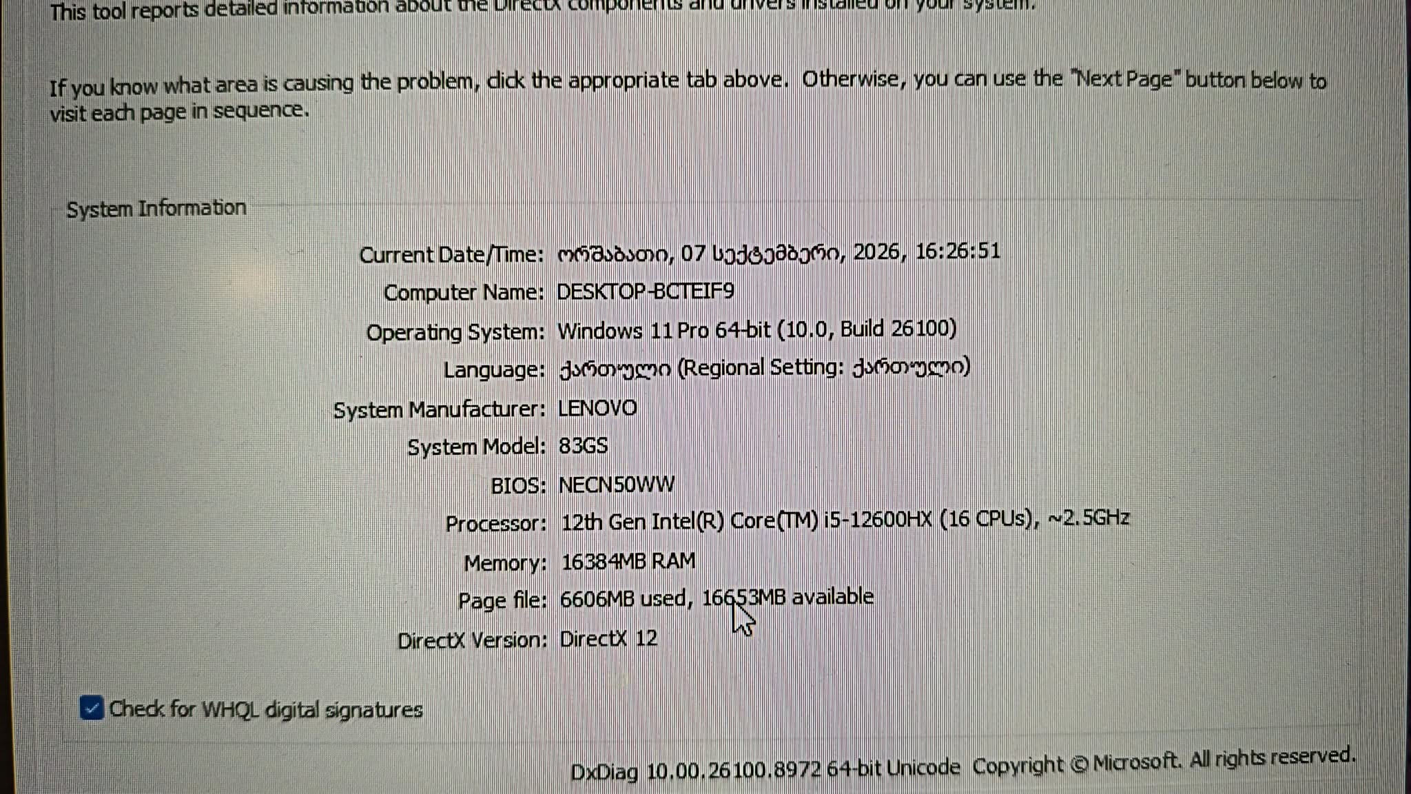 Lenovo laptop with 16 GB RAM and RTX 2000.