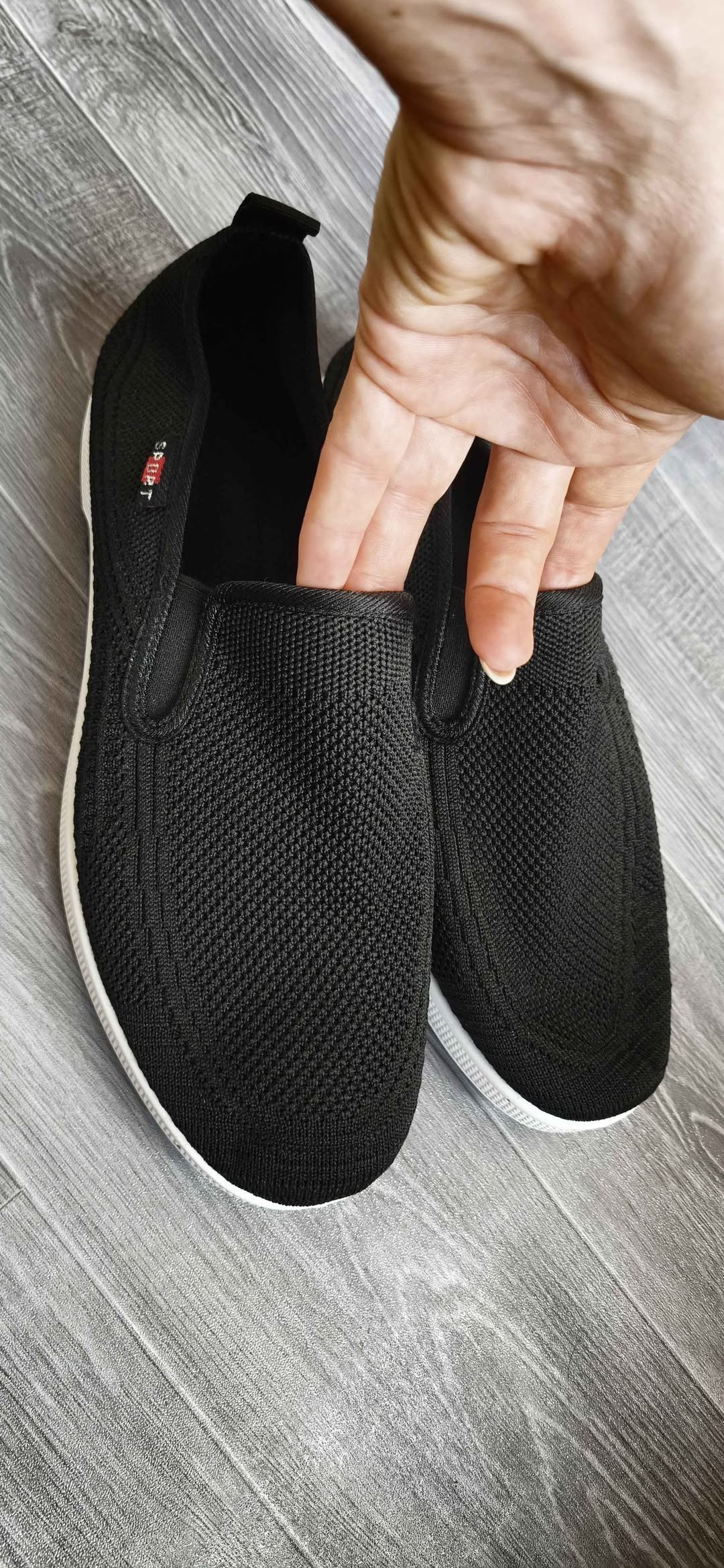Yeni siyah örgü slip-on ayakkabılar, 43-44 numara