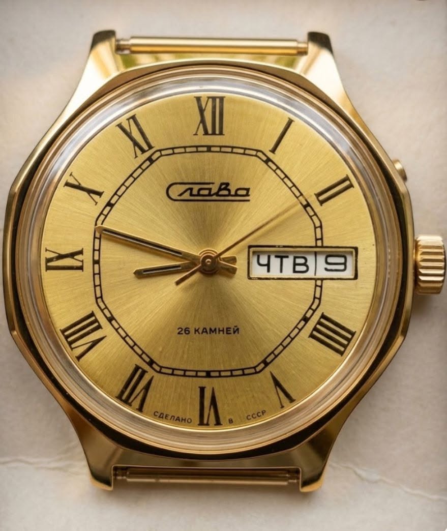 Vintage Slava gold-tone watch, 26 jewels