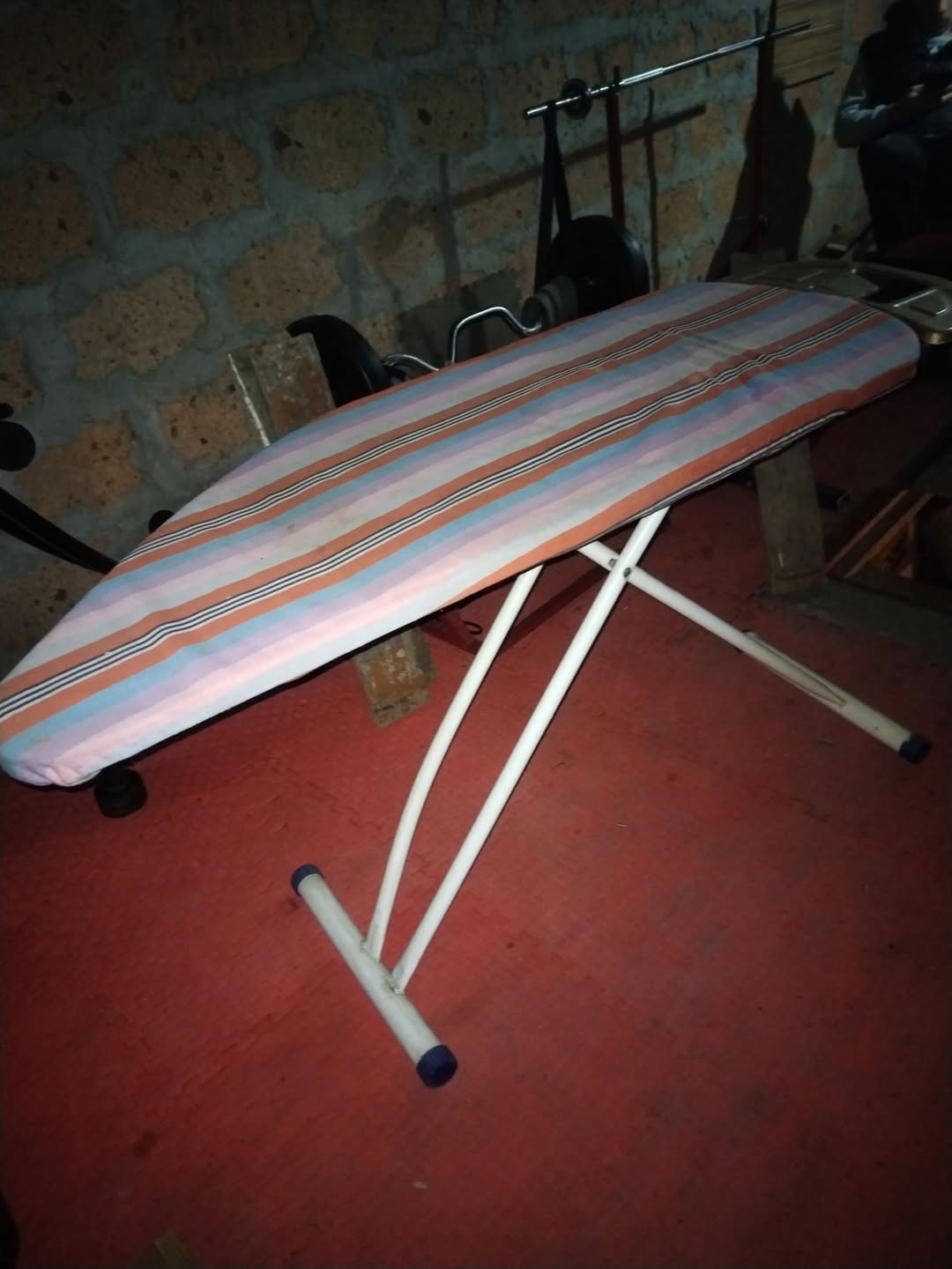 Striped folding ironing board