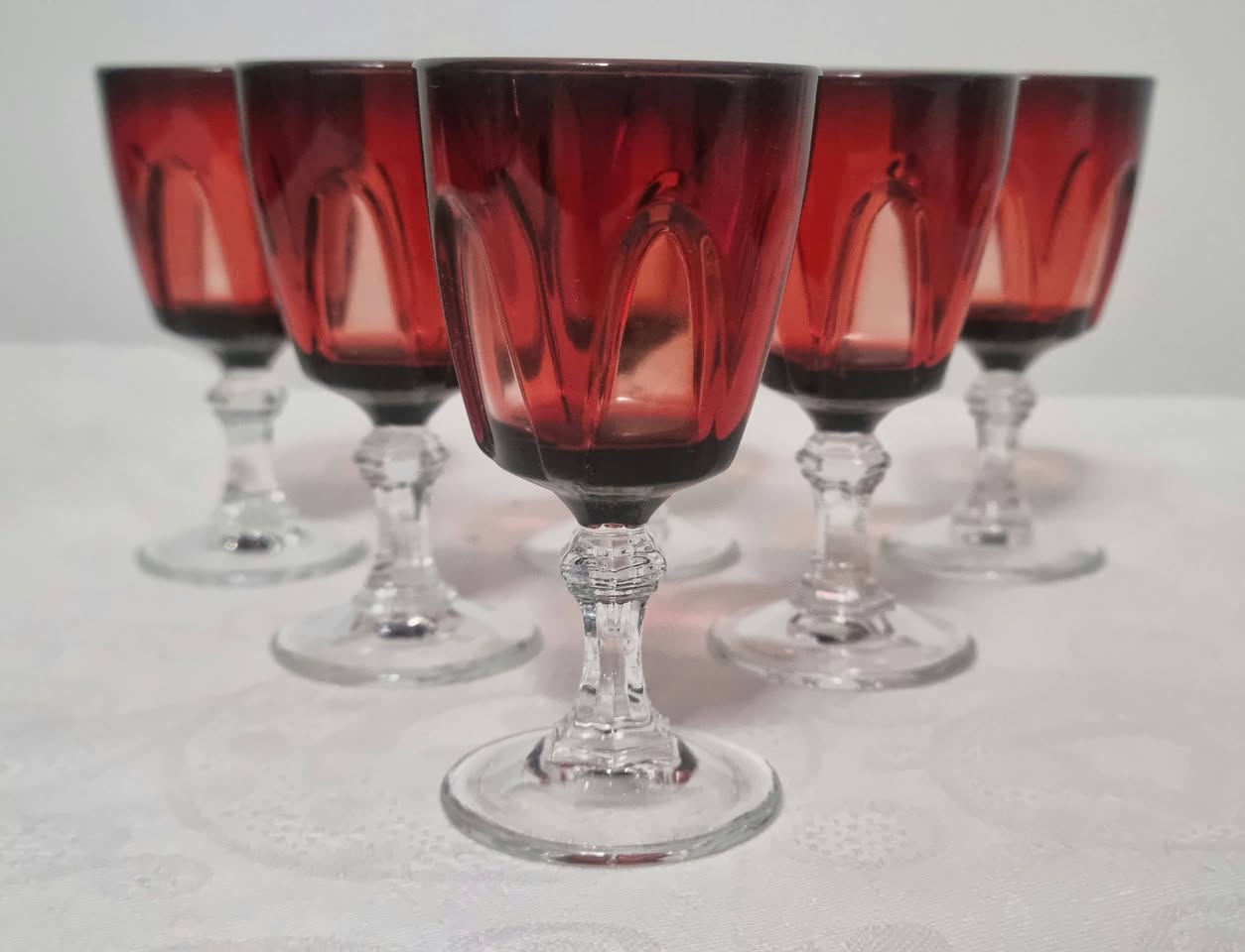 Vintage ruby glass set, six pieces