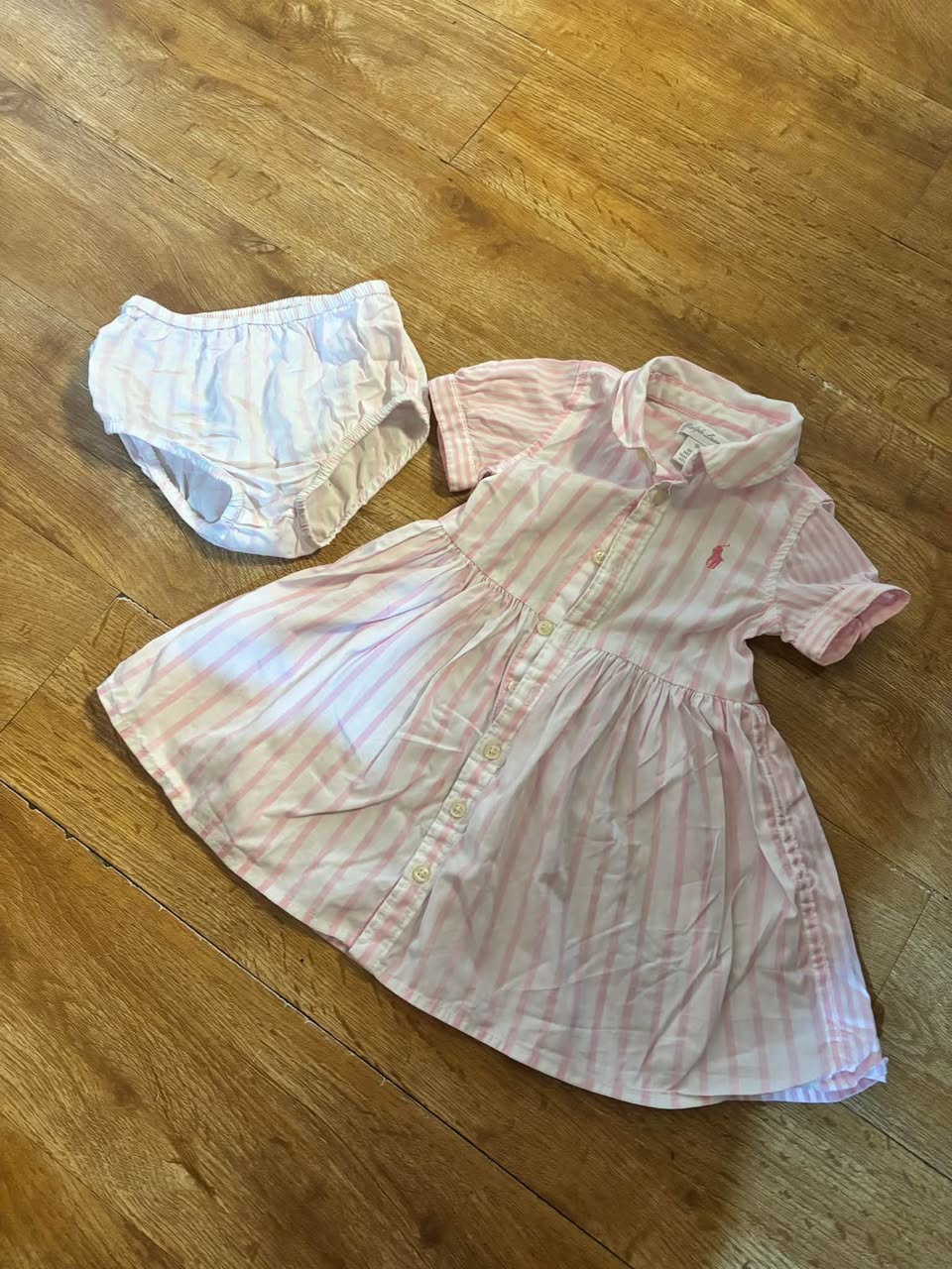 Çizgili çocuk elbisesi ile bloomers
