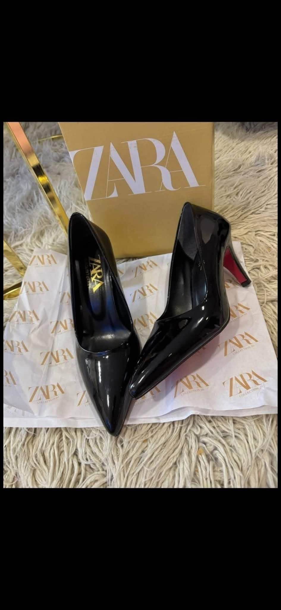 Zara შავი ქუსლიანი ფეხსაცმელი, ზომა 39