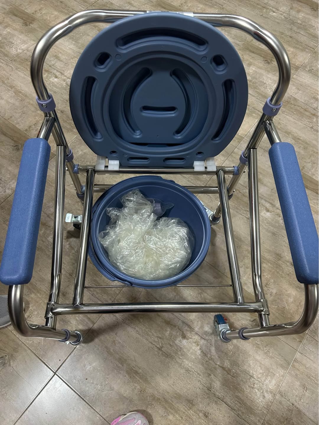 Stainless steel bathroom commode chair, unused