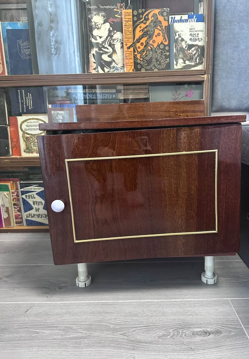 Glossy wooden cabinet with door