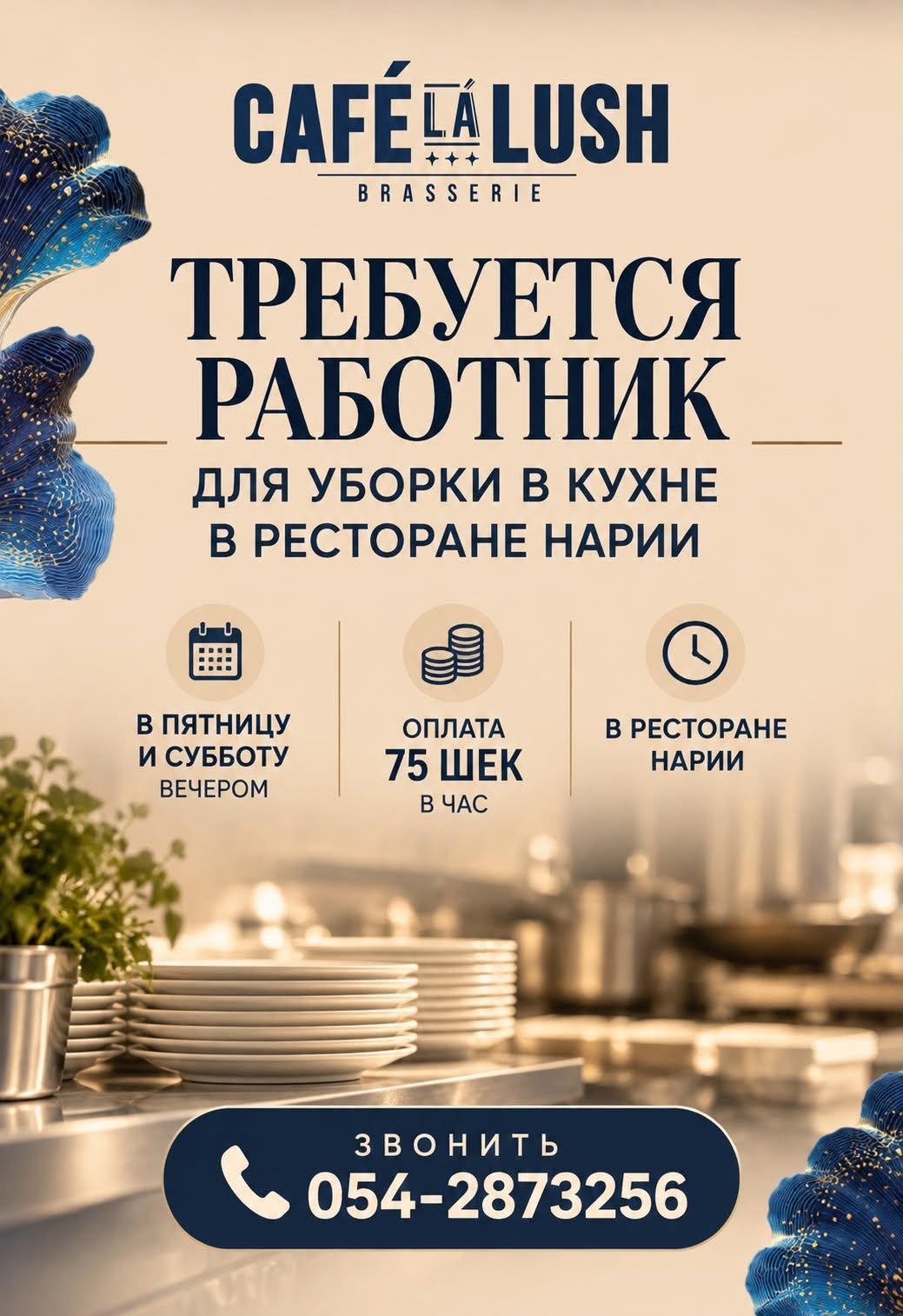 CAFÉ!ALUSH CAFÉ! LUSH BRASSERIE ТРЕБУЕТСЯ РАБОТНИК