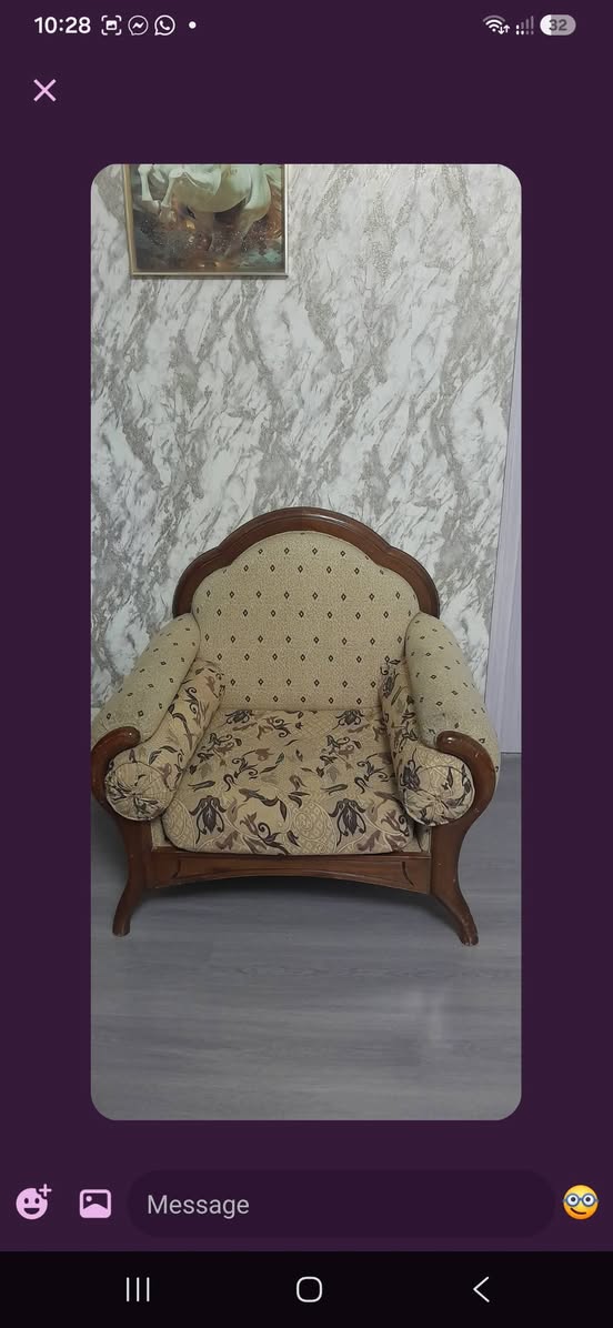 Wooden Roman-style armchairs, set of four