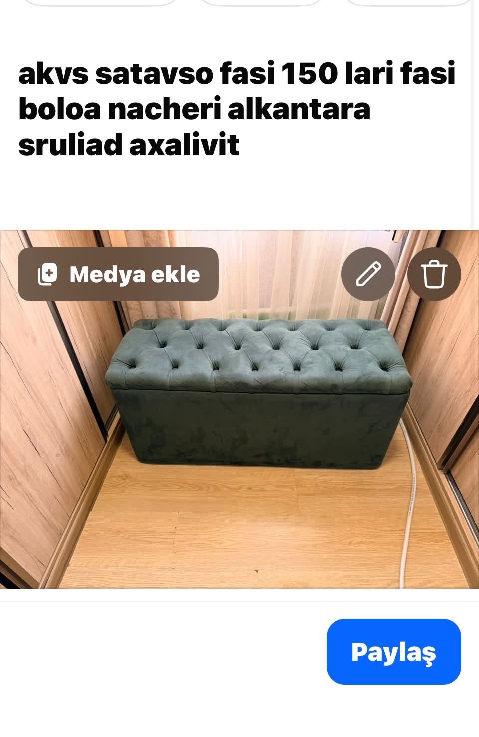 Yeşil süngerli depolama oturuğu