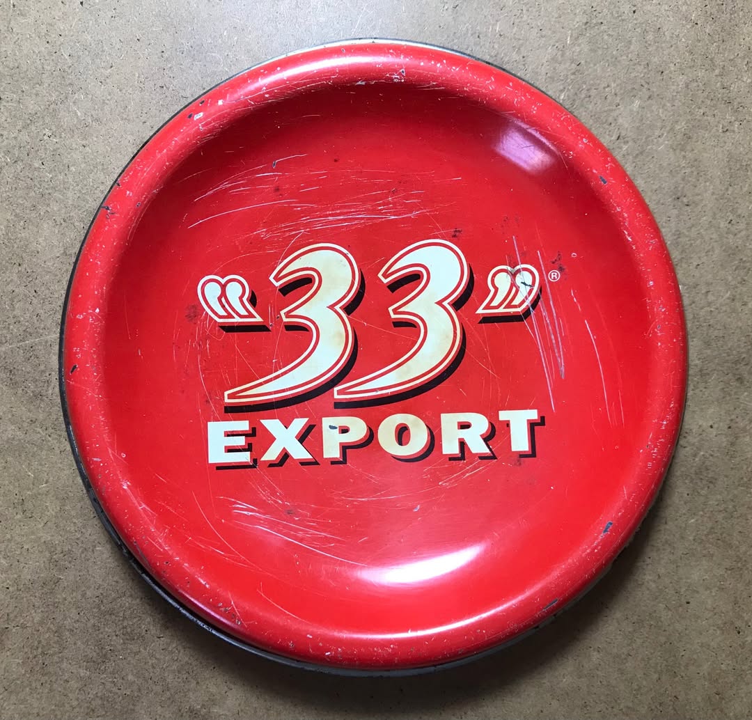 Red metal serving tray, 33 Export