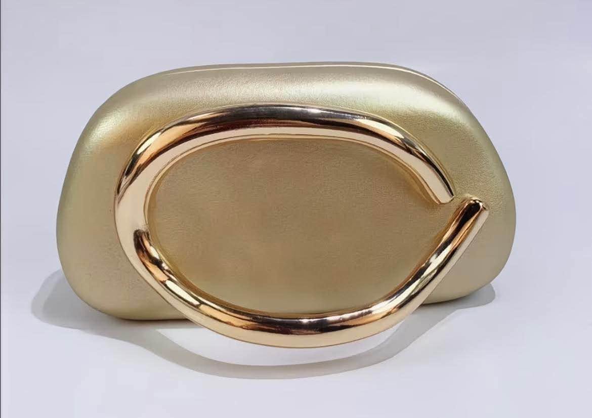 Gold metallic evening clutch bag
