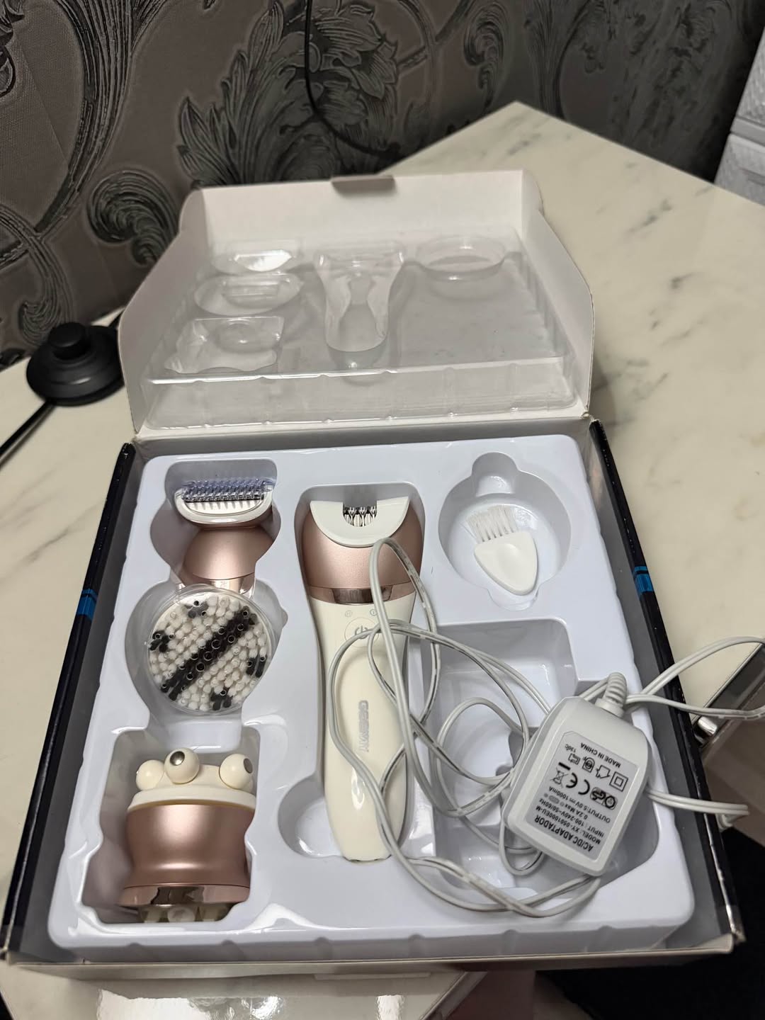 New epilator set with massage attachments