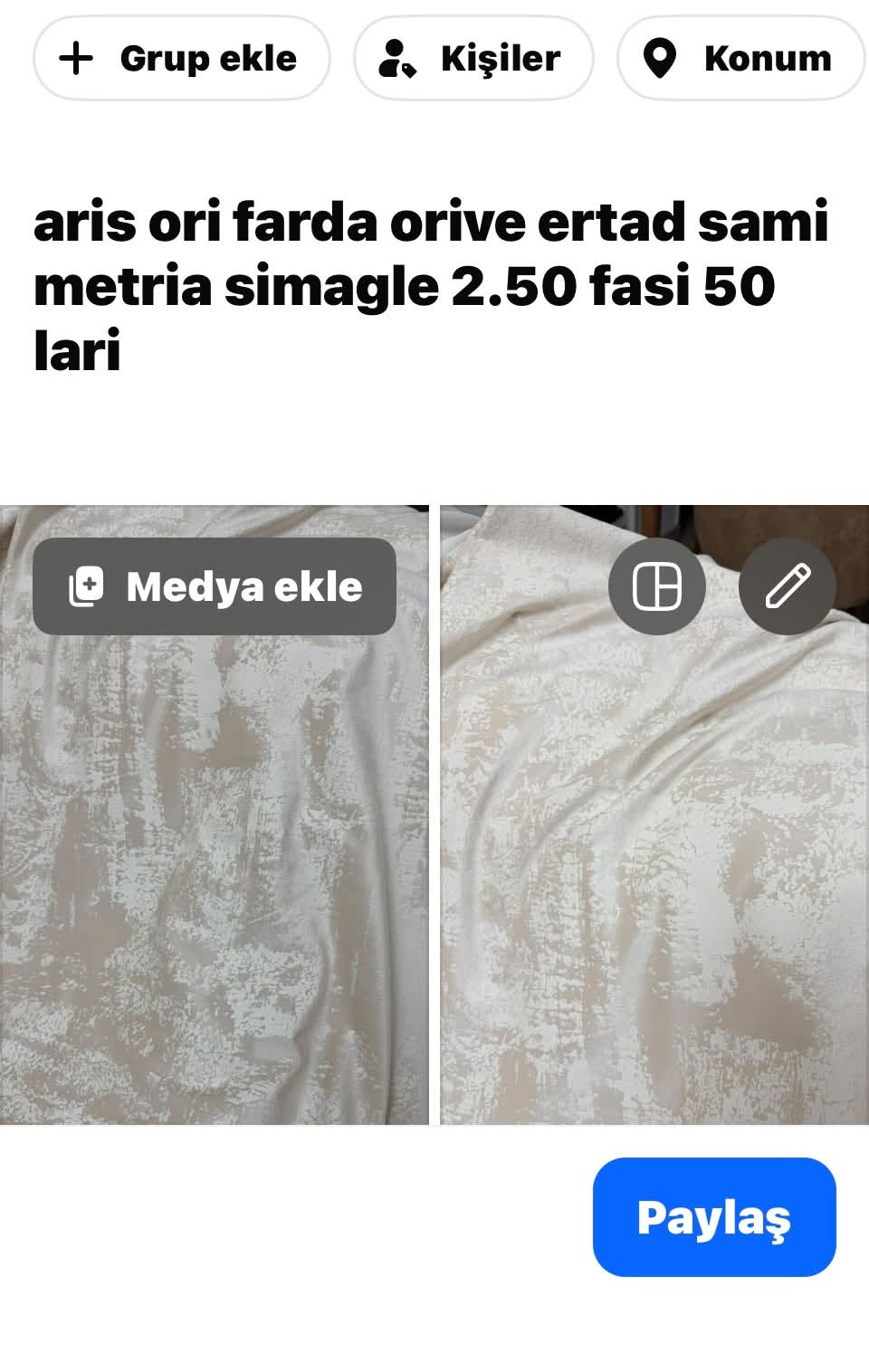 Cream textured fabric 2.50 m