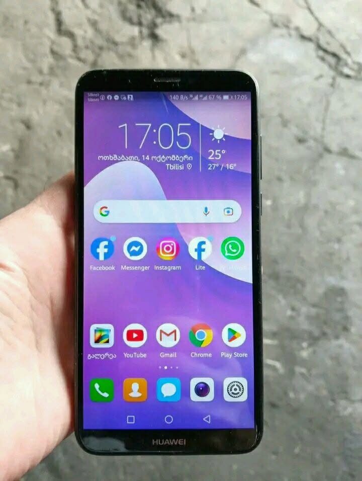 Huawei Y-7_Praimi. მესიერება 6/128,გბტზე. მოყვება დამტენი — 130₾