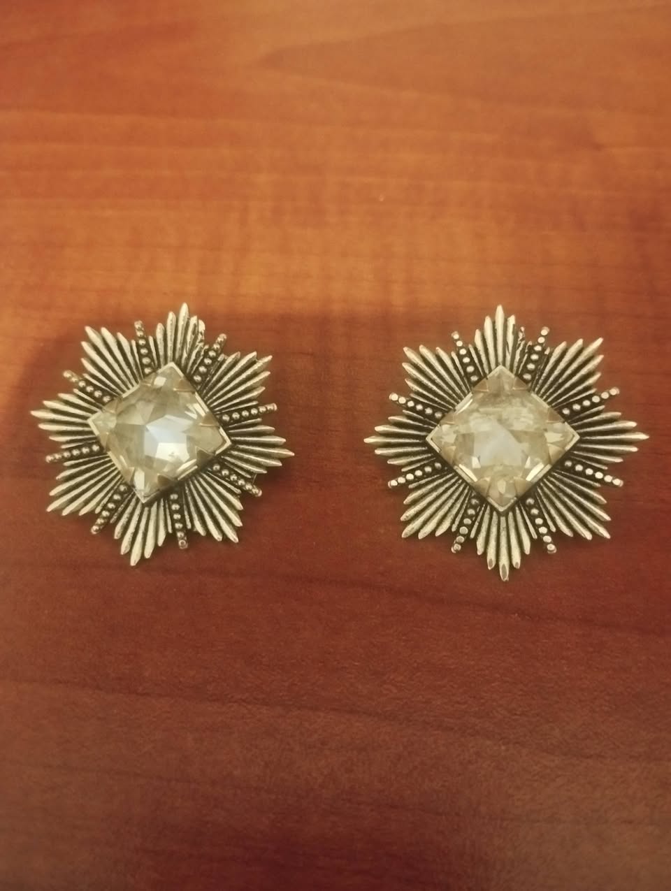 Silver crystal statement earrings