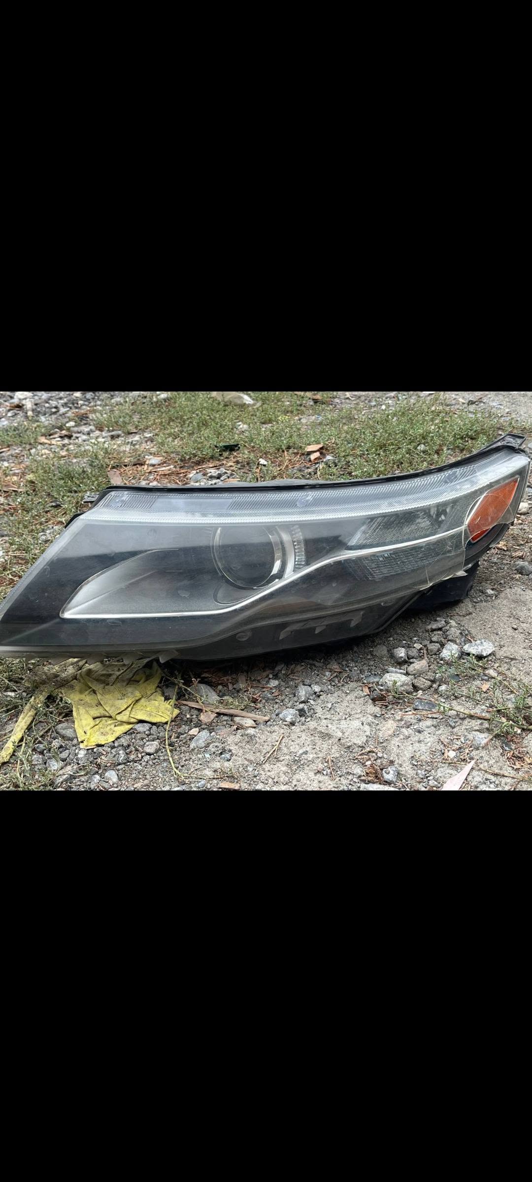 Damaged car headlight