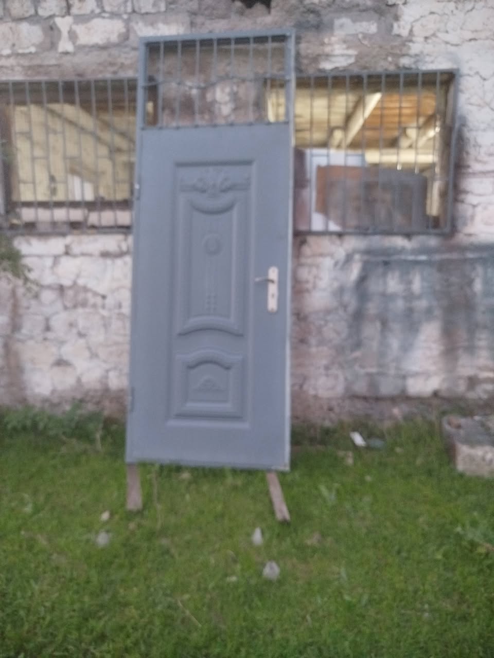 Grey metal entrance door