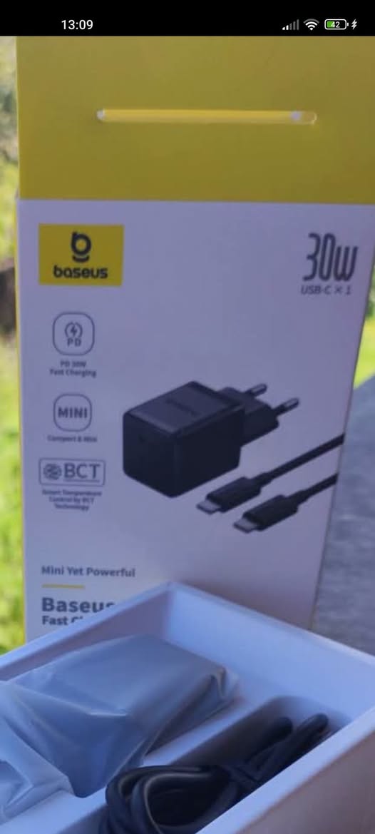 Baseus 30W USB-C charger, sealed, with cables