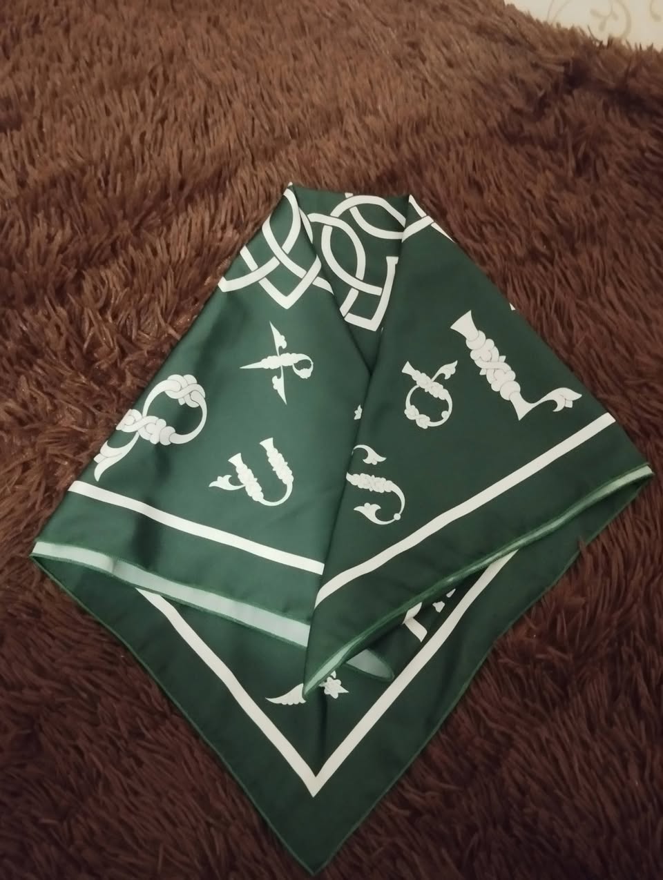 Green printed silk scarf