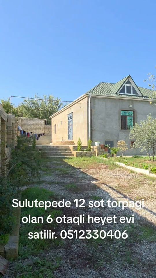 6 otaqlı həyət evi, 12 sot torpaq