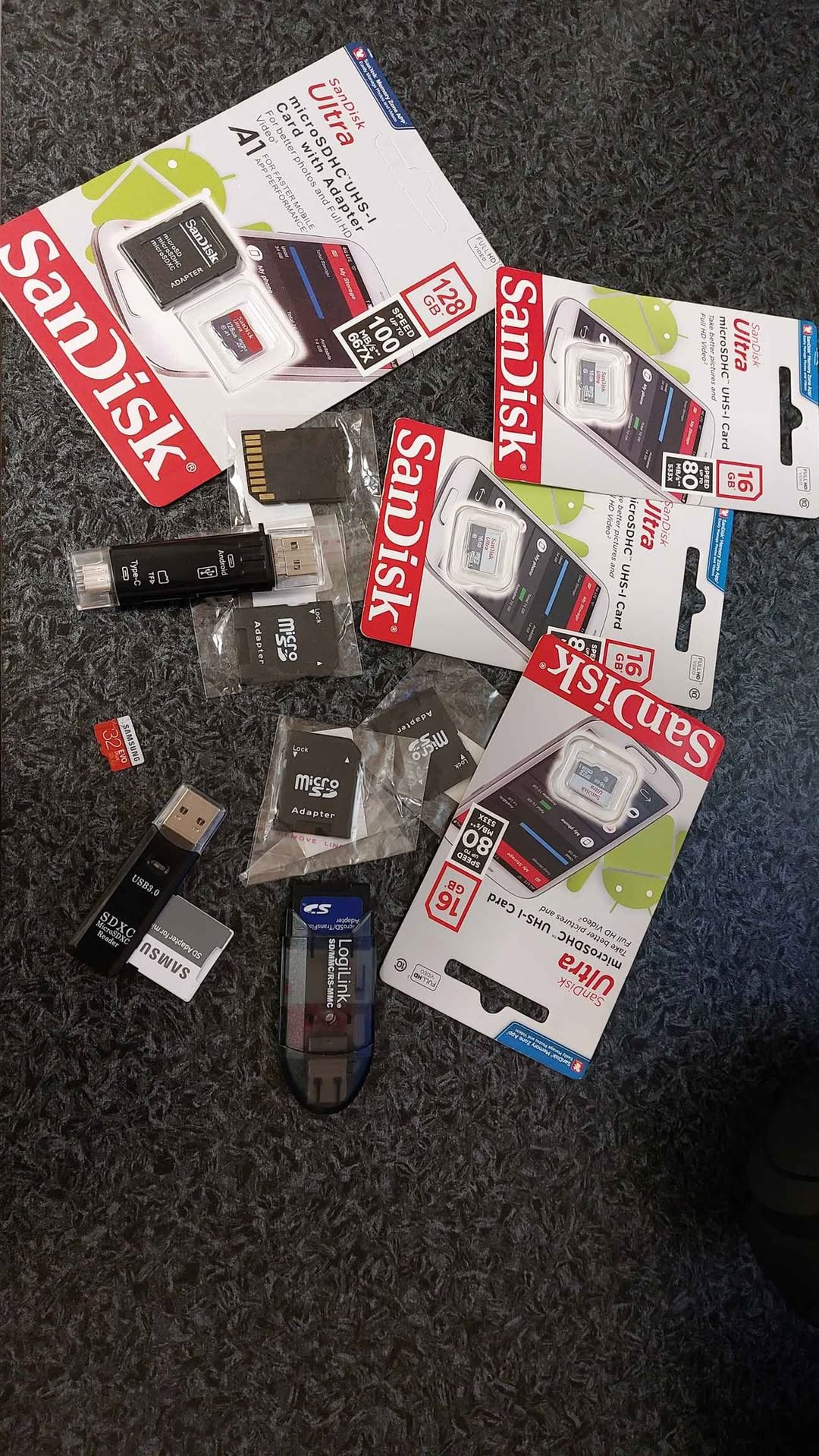SanDisk microSD cards, new, 16-128GB