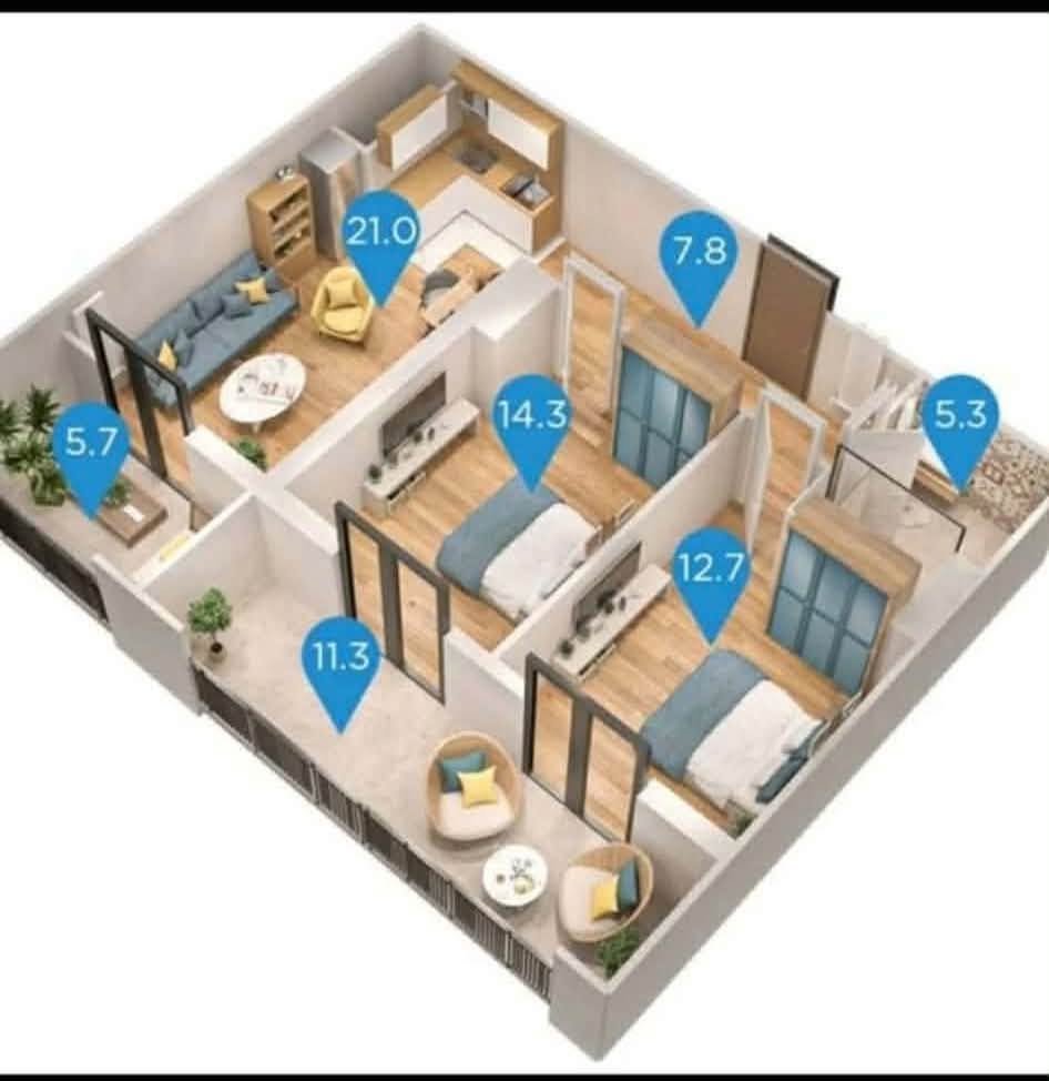 3-room apartment for sale, Tbilisi — $1,250