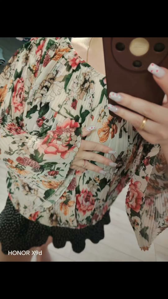 Çiçekli baskı bluz, S/M