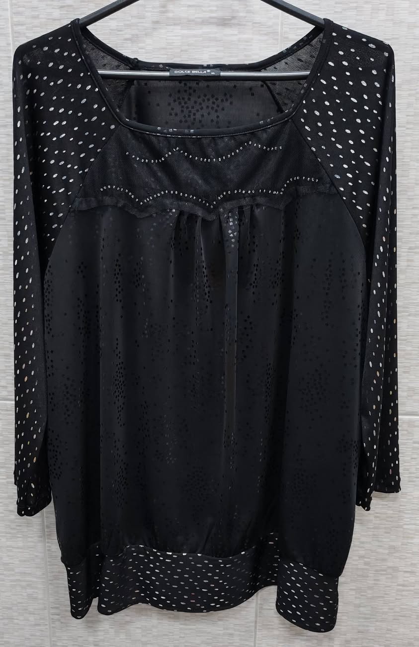 Kadın bluz, siyah-gümüş rengi, hiç giyilmemiş, gardırobik - 15₼