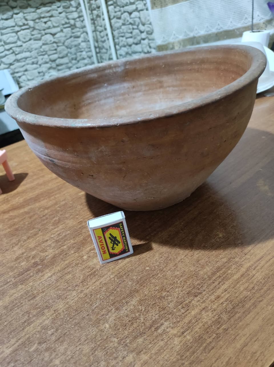 Large clay pottery bowl