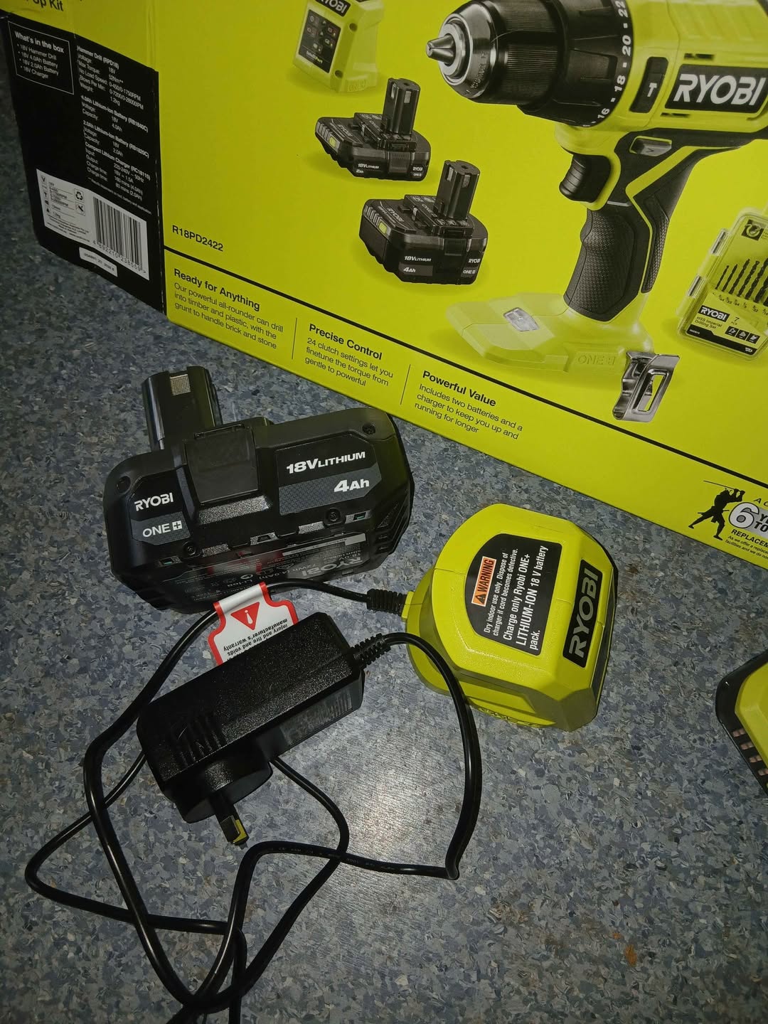 Ryobi 18V drill kit, new in box