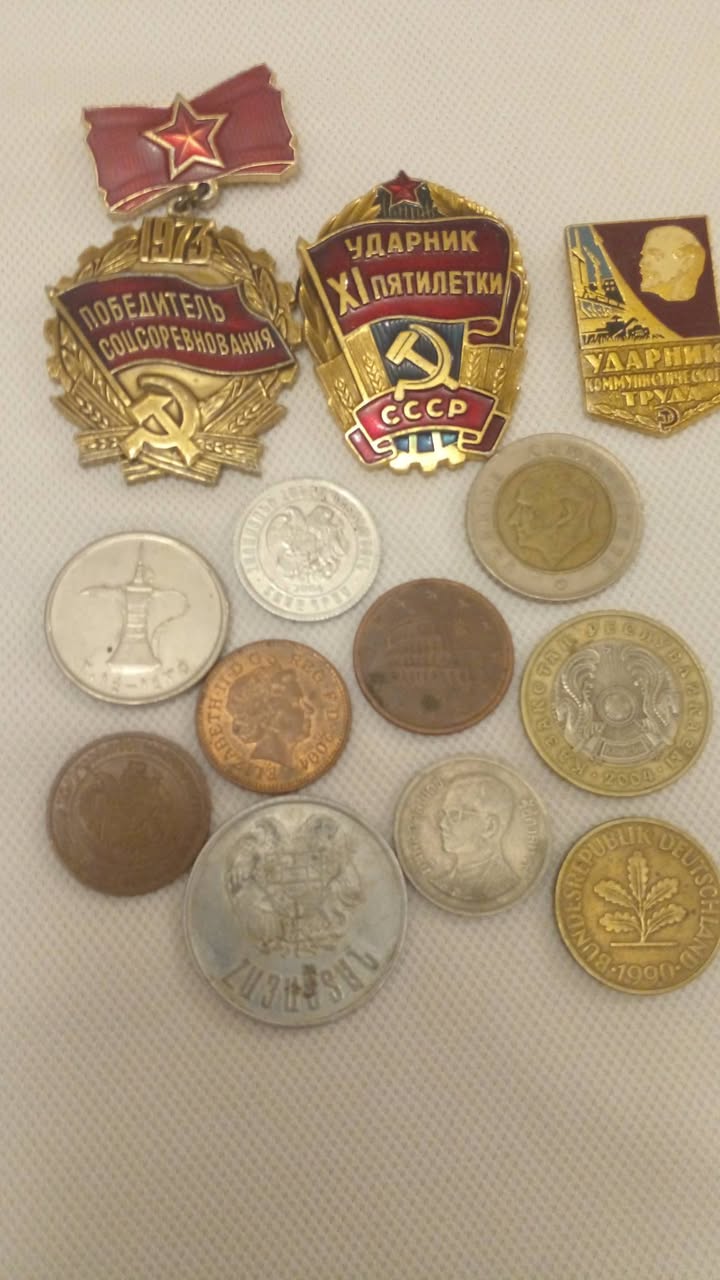 Soviet badges and coins collection