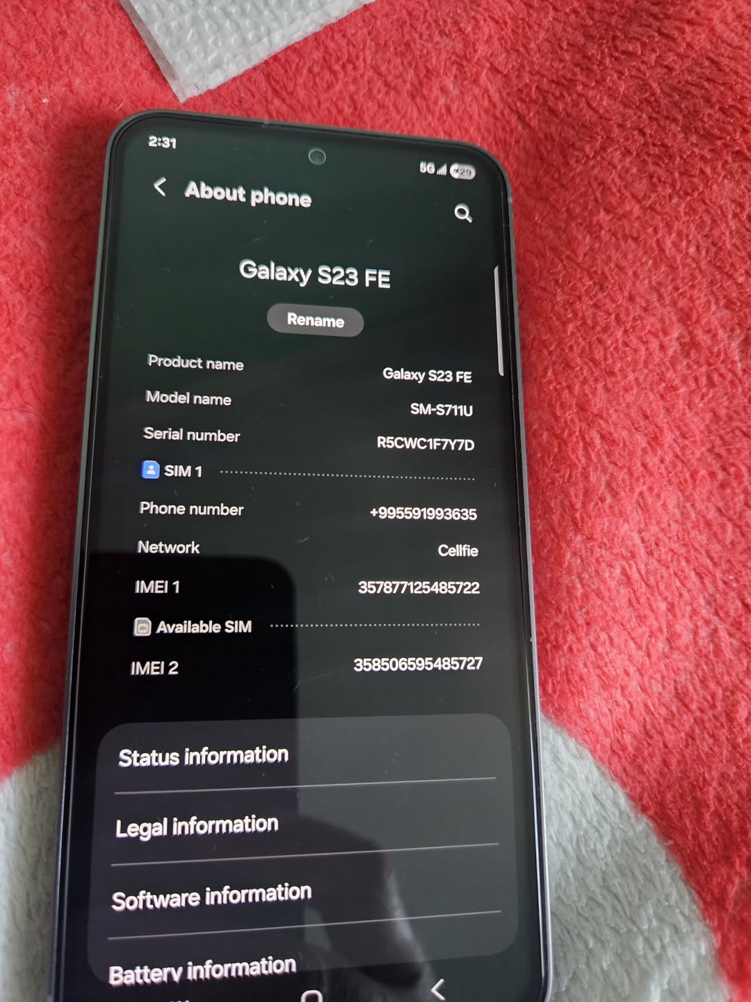Samsung s23FE.8/128 მუშაობსი დიალურად აქვს ბრონი