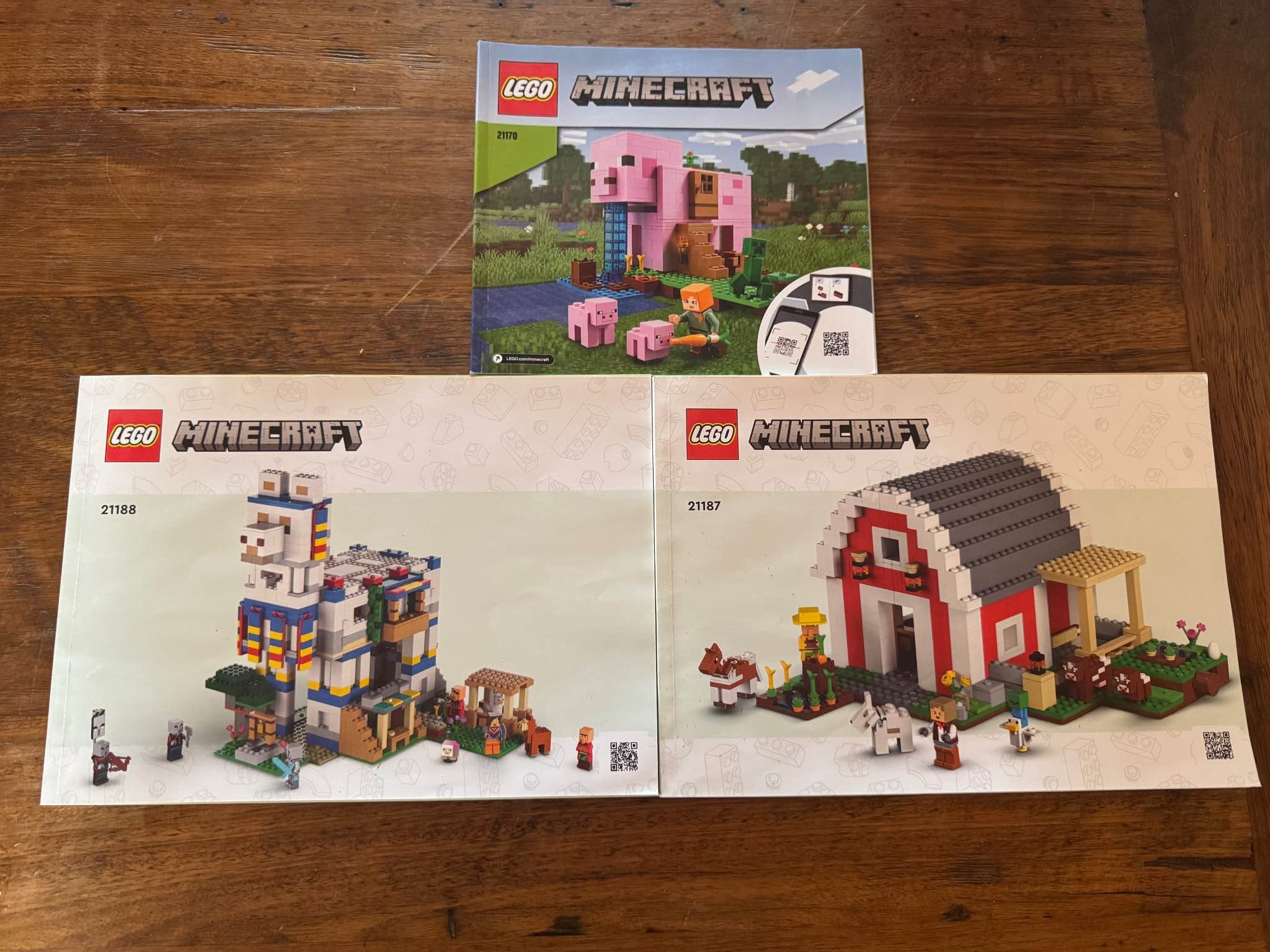 Наборы LEGO Minecraft 21170, 21187, 21188